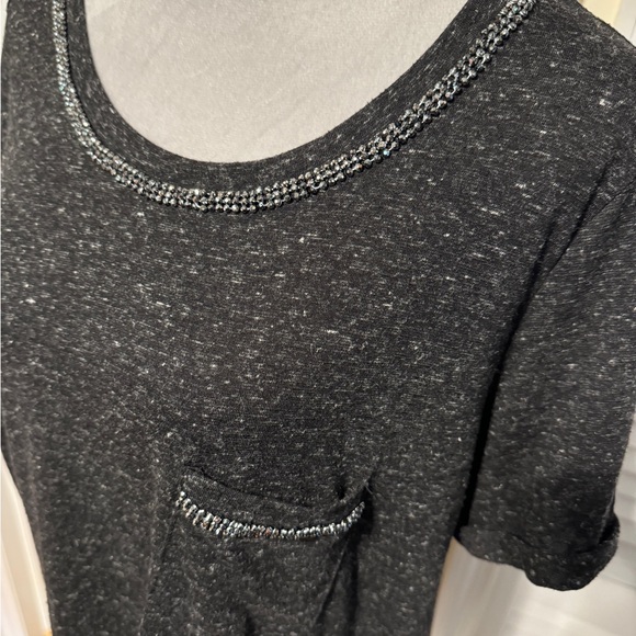 Torrid Classic Fit Jersey Crew Neck Rhinestone Pocket Roll Sleeve tee - Picture 6 of 6